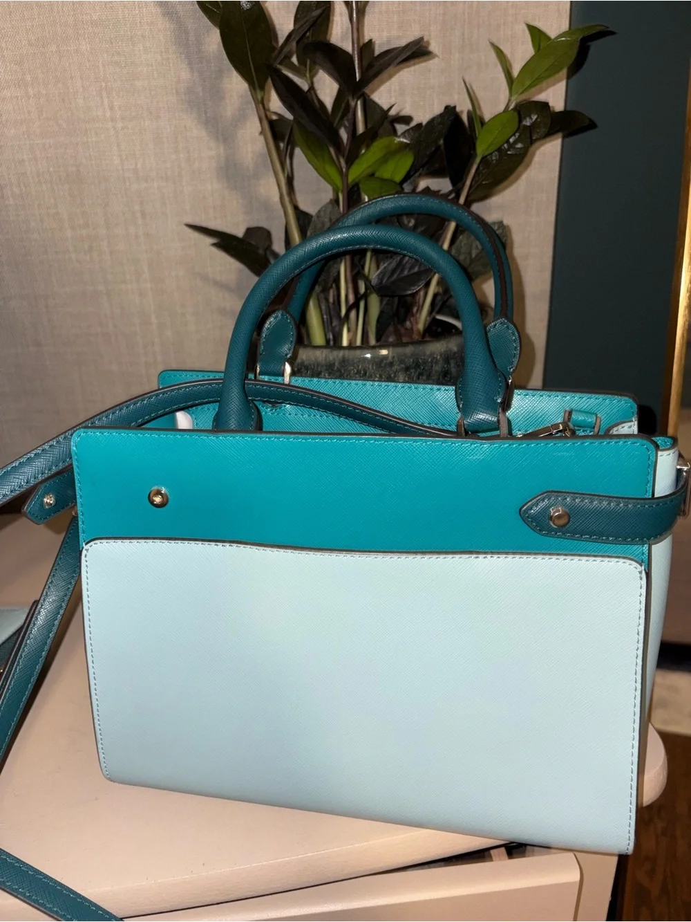 kate spade Two-Tone Teal & Light Blue Satchel with Matching Wallet